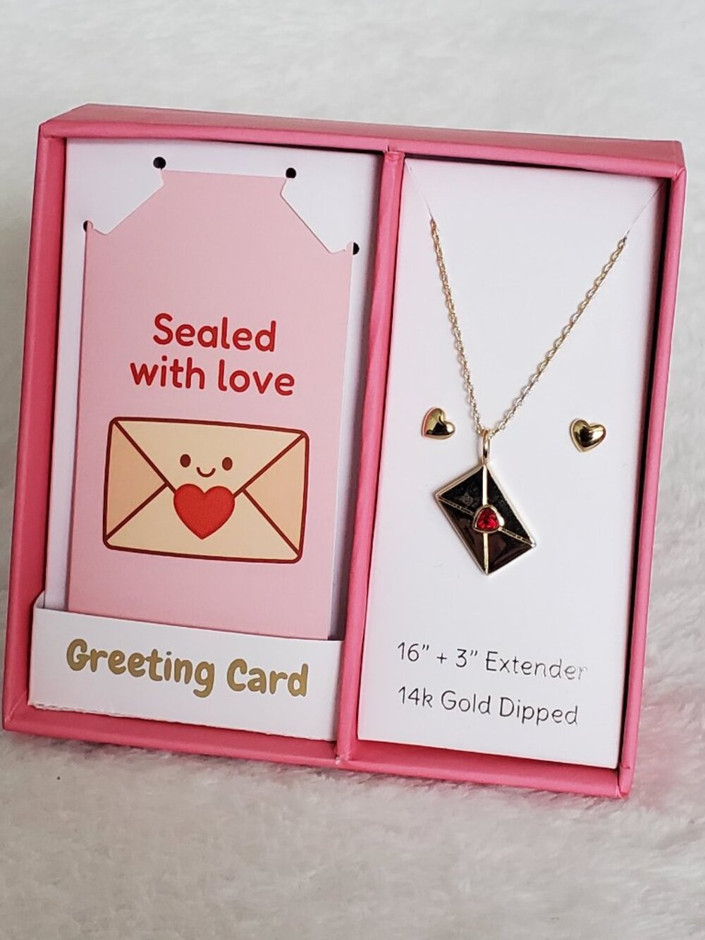 Taylor Grace Heart Stud Earrings & Envelope Pendant Necklace Set NIB! Super cute